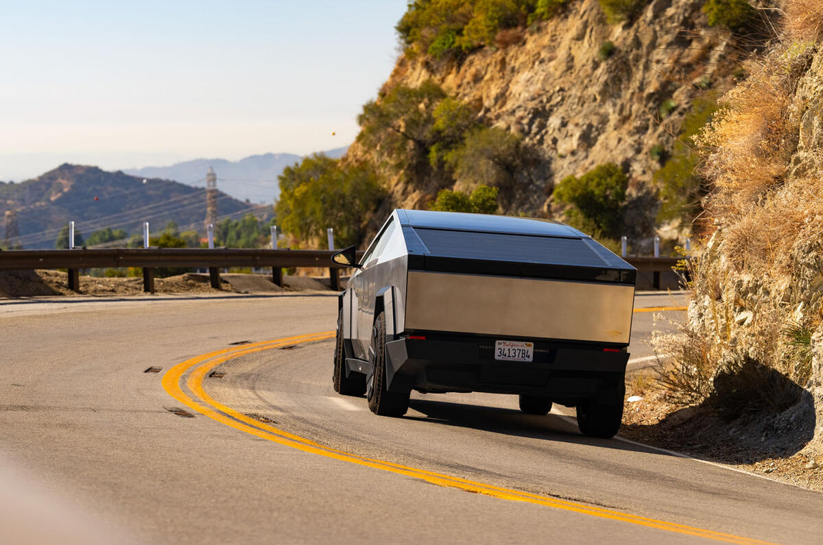 Tesla Cybertruck review 2024 04 rear cornering Tesla Cybertruck review 2024 04 rear cornering