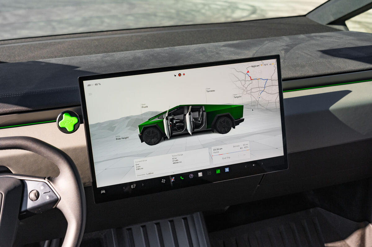 Tesla Cybertruck review 2024 16 infotainment Tesla Cybertruck review 2024 16 infotainment