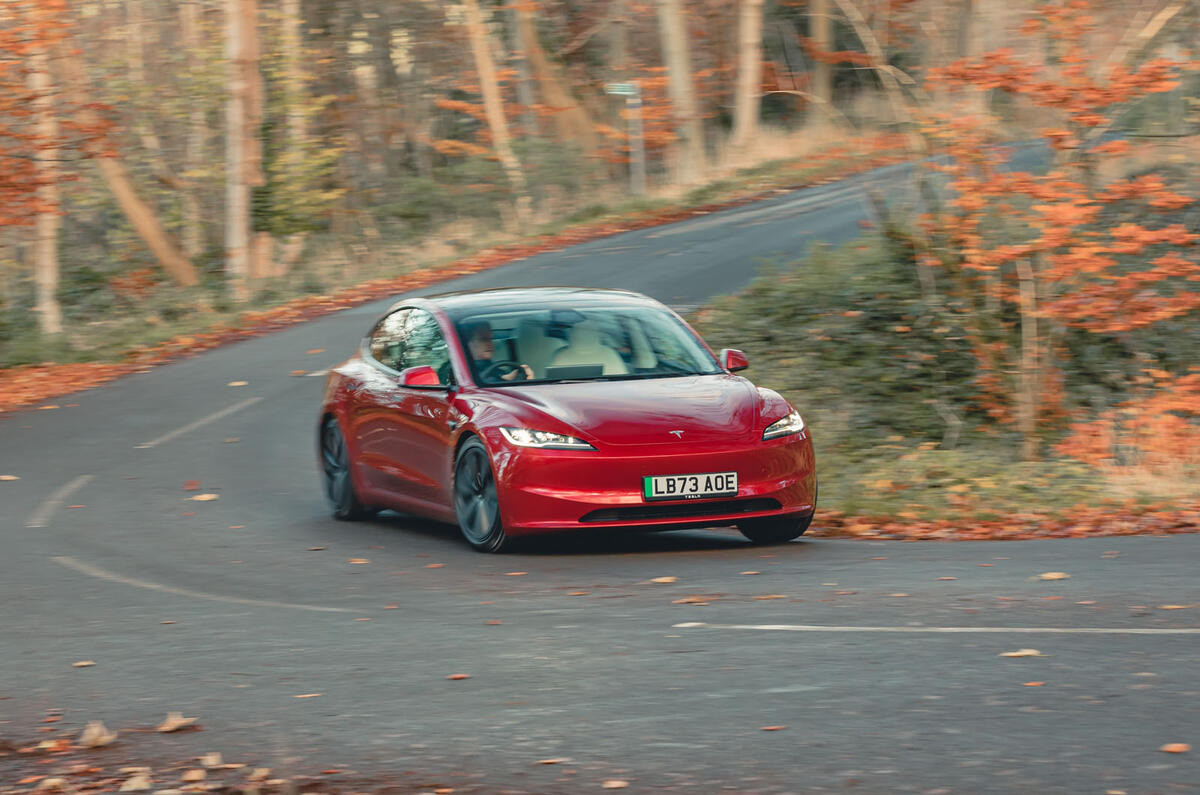 tesla model 3 road test review 20 24 25 cornering front tesla model 3 road test review 20 24 25 cornering front