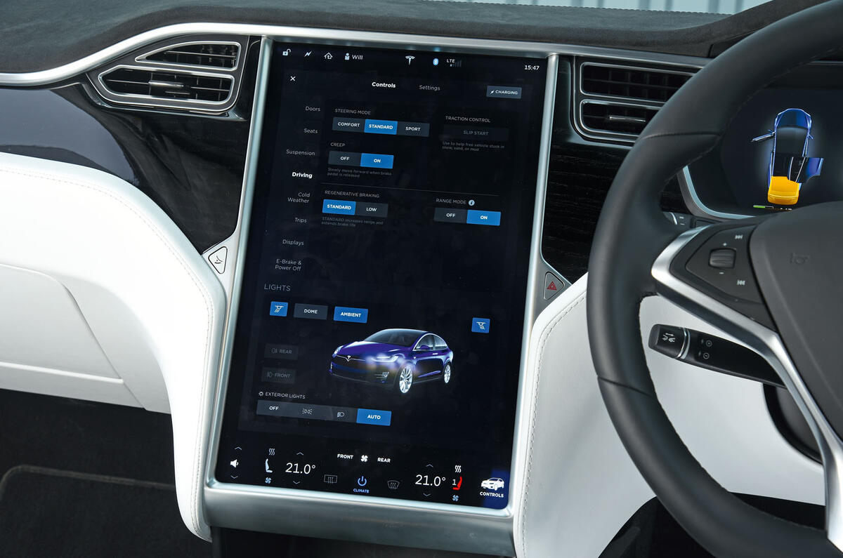 Tesla Model X vehicle adjustment screen