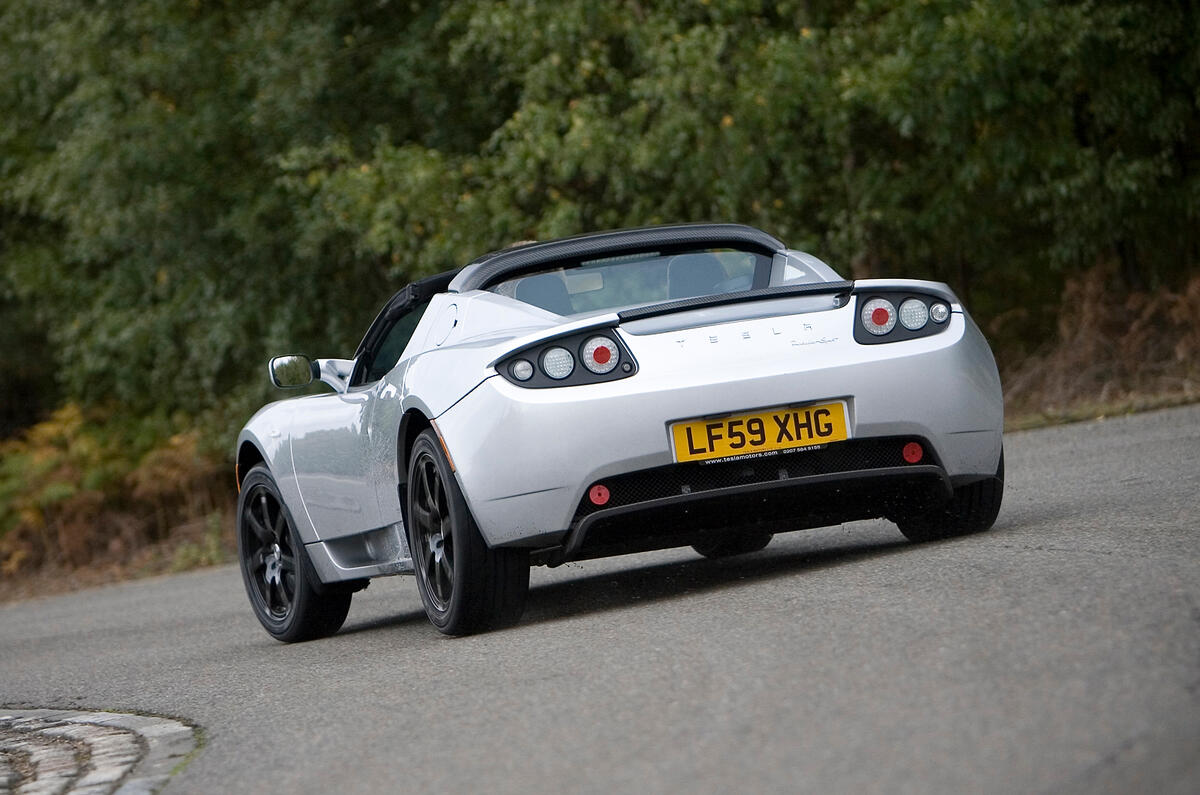 Pushing beyond the available grip requires a fair amount of caution and a firm hand Tesla Roadster rear cornering