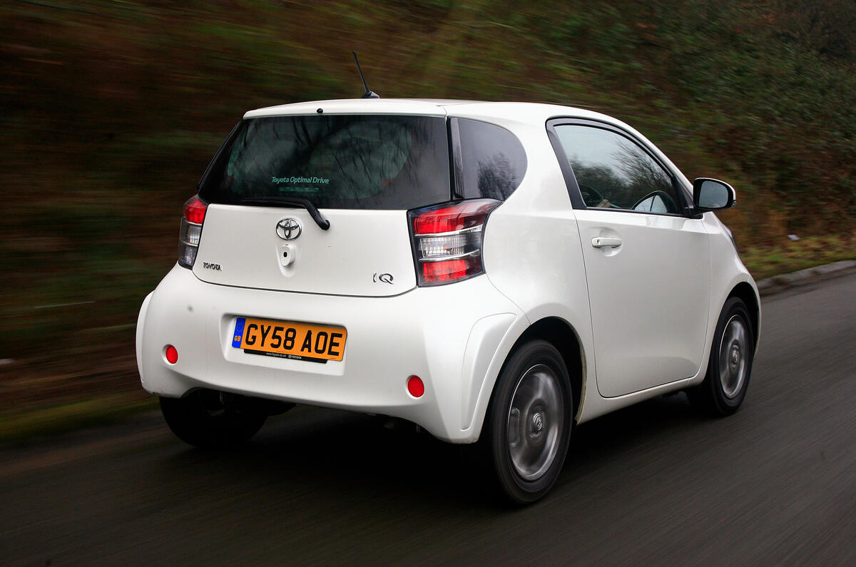 It may be small, but the IQ weighs more than a Fiat 500 Toyota iQ rear quarter