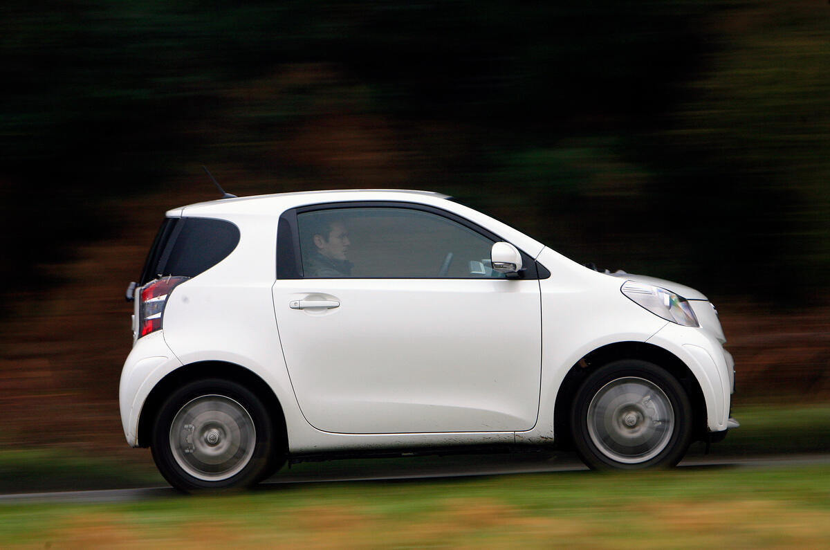 You have only 67bhp under your right foot in the 1.0 Toyota iQ side profile