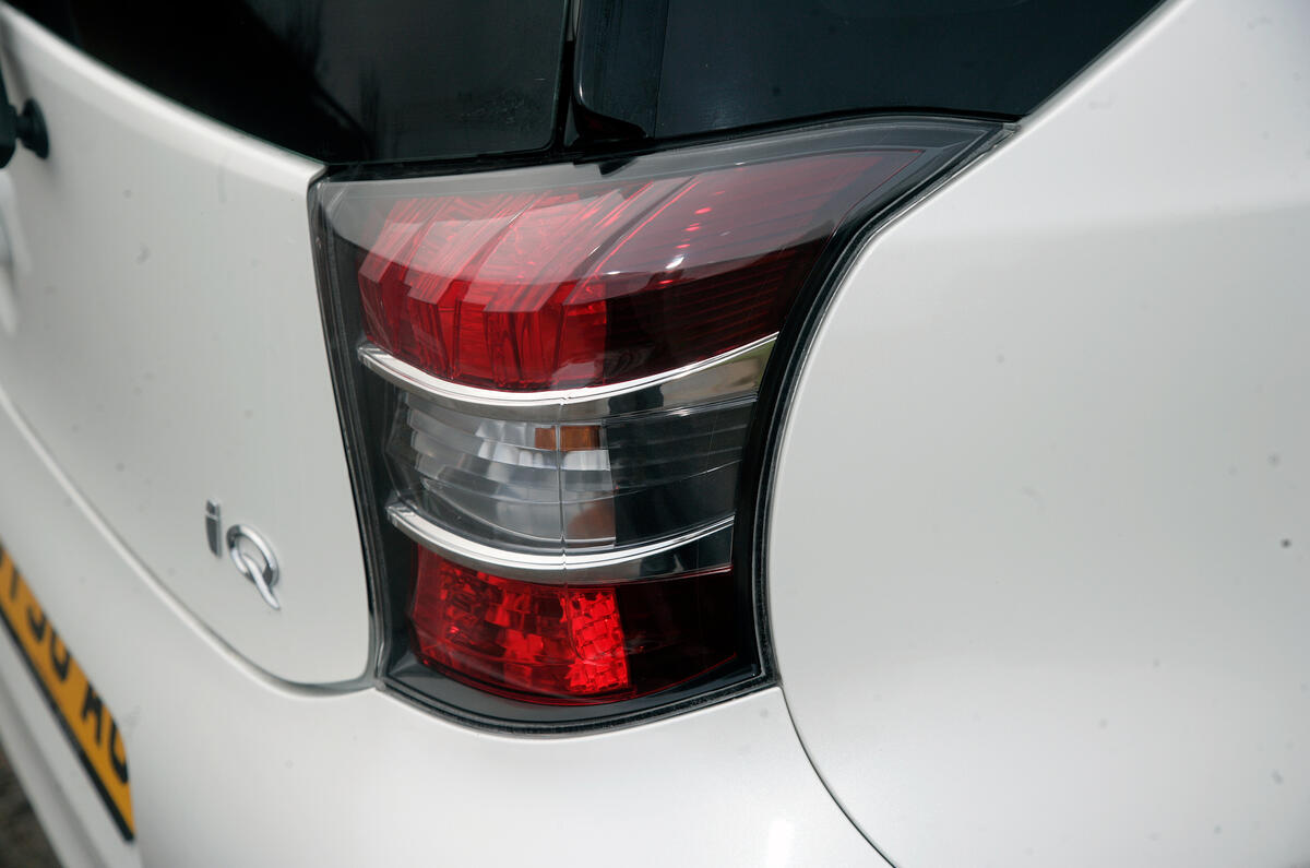 Rear lights dominate the rear view of the IQ Toyota iQ rear light