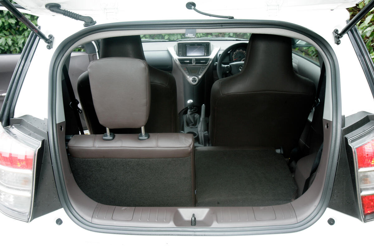Boot is usable only with the rear seats folded. Even then it’s extremely small Toyota iQ boot space