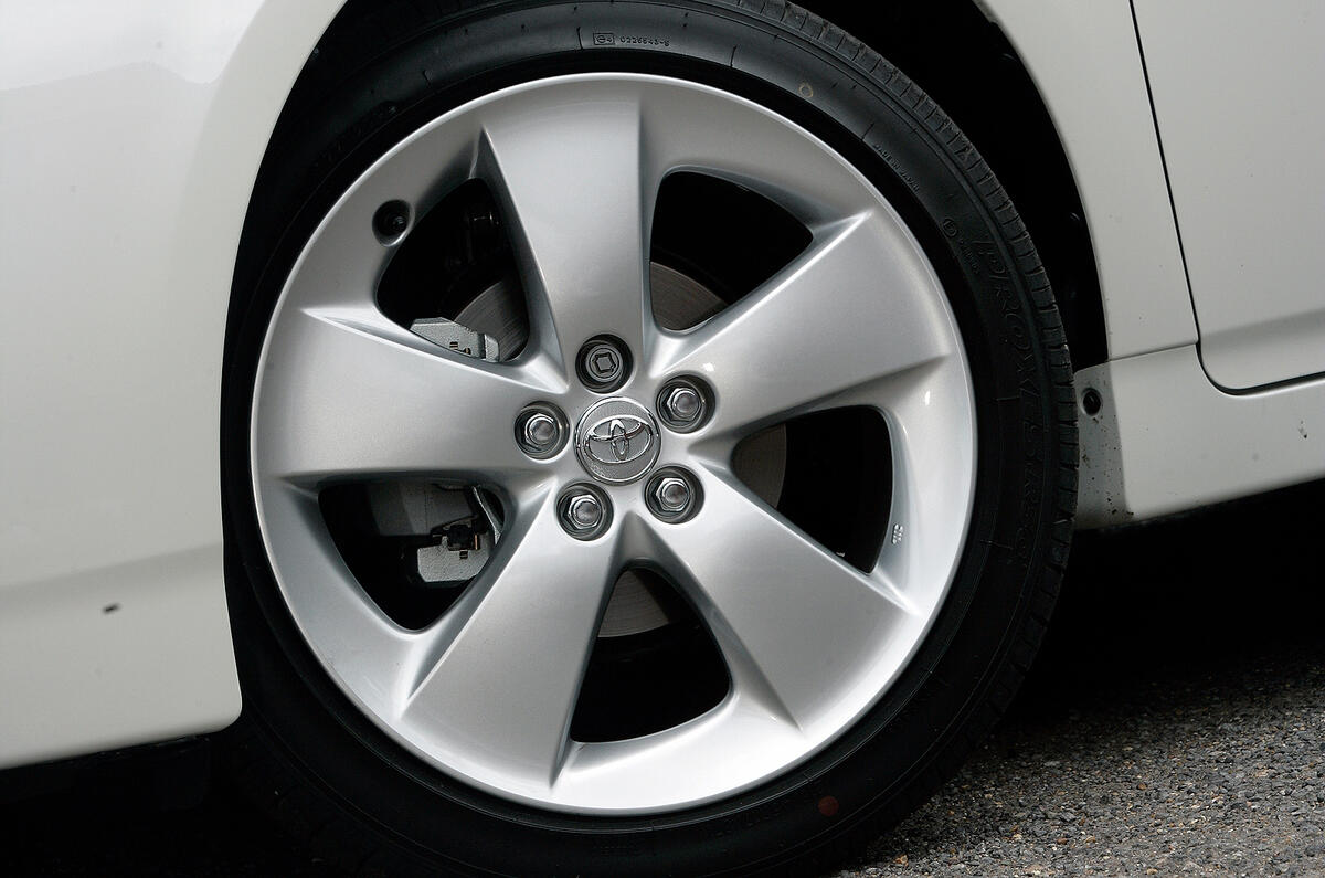 Seventeen-inch alloys are standard on top-spec T Spirit, base car gets 15-inch wheels and plastic trim 17in Toyota Prius alloy wheels