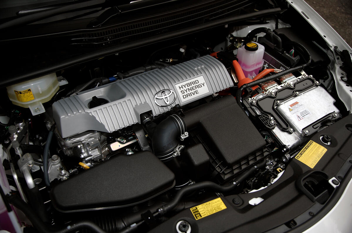 The 1.8-litre engine has a spectacularly high compression ratio (13:1) for a petrol engine 1.8-litre Toyota Prius petrol engine