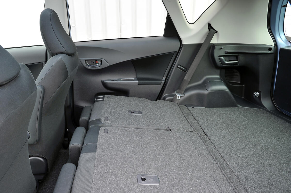 Extra boot room in T Spirit is because you don’t get space-saver but a repair kit Toyota Verso-S seat flexibility