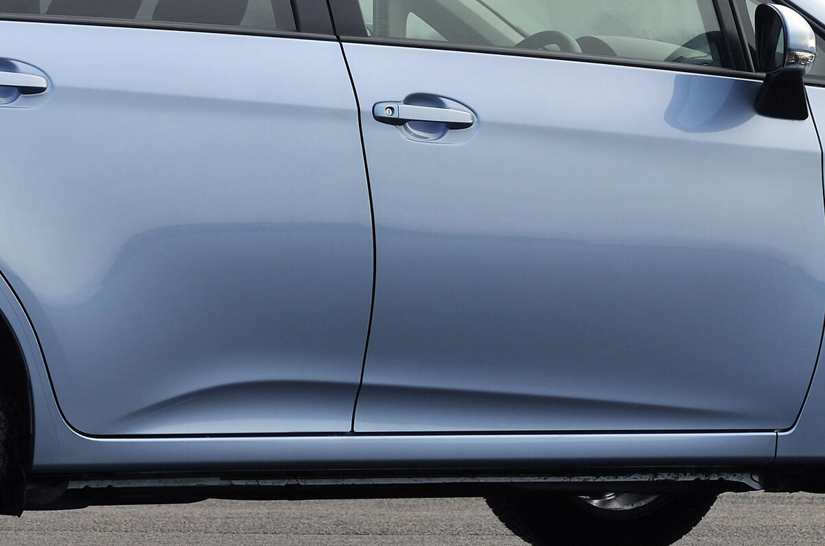 The door handle recess adds a hint of dynamism to the side of the car Recessed Toyota Verso-S door handles