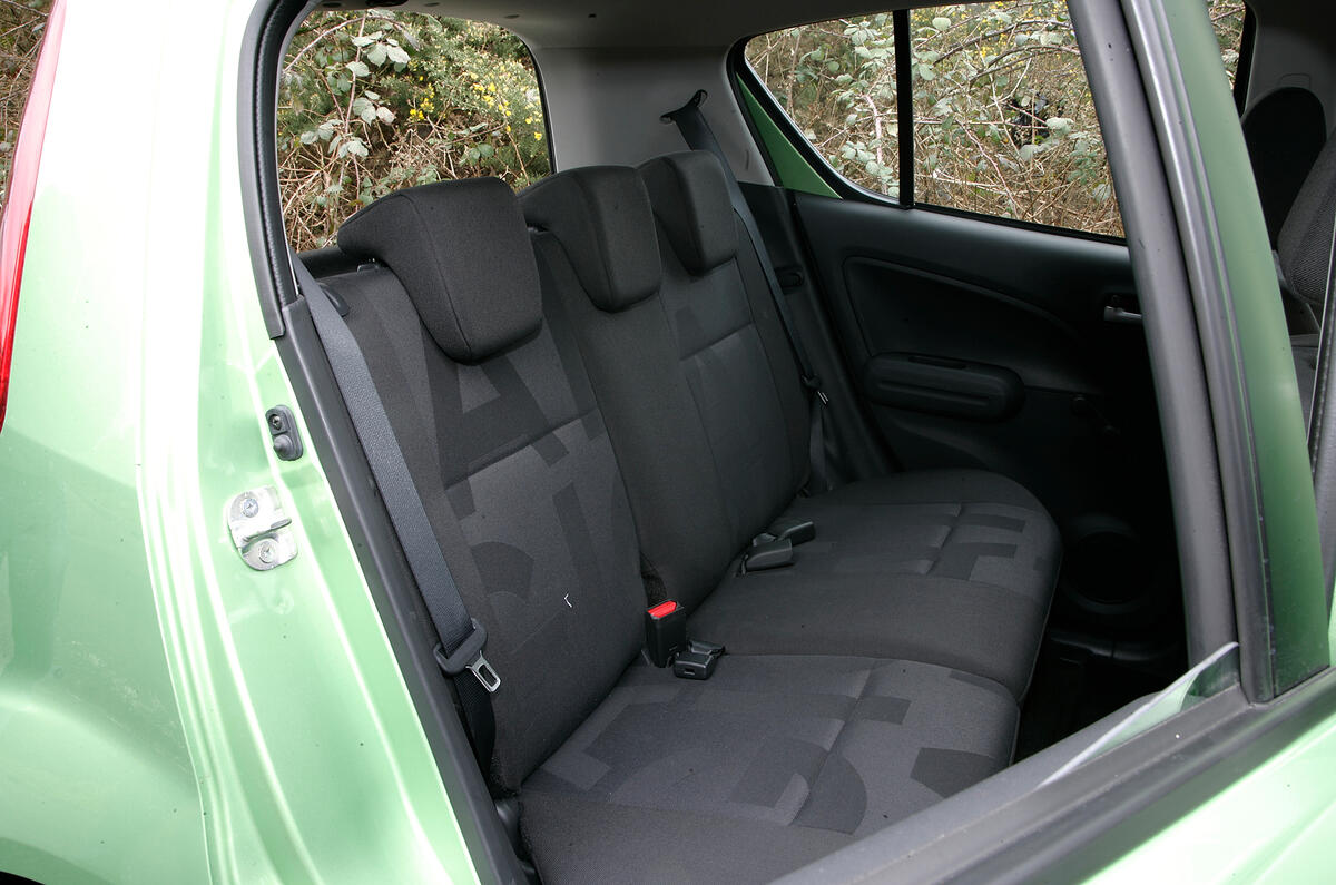 Rear doors are huge and open wide to provide spectacularly good access to the rear seat Vauxhall Agila rear seats