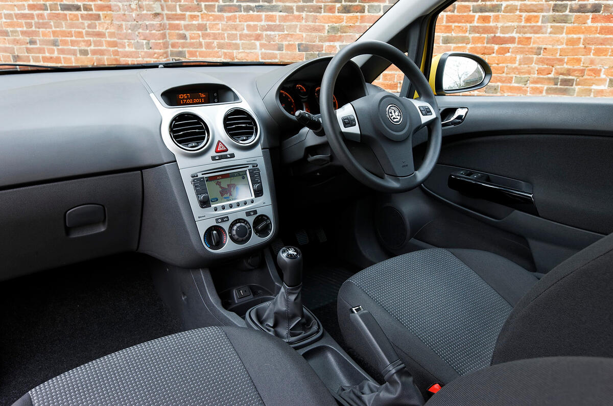 Standard five-speed manual has a slick shift; four-speed auto optional Vauxhall Corsa interior