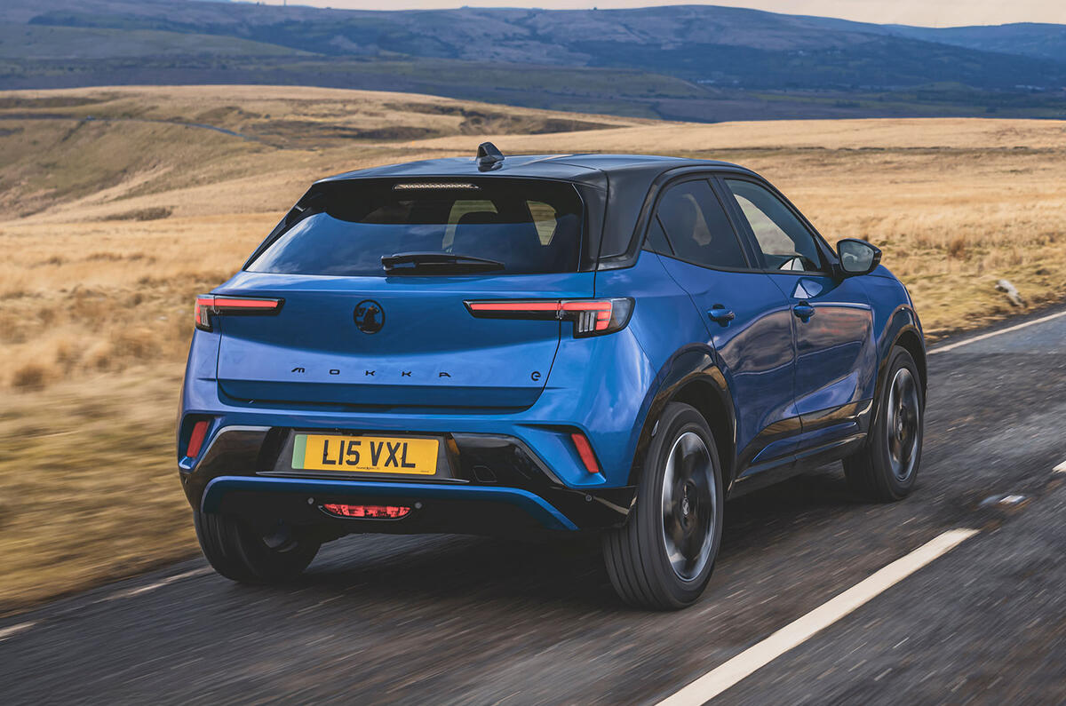 Vauxhall Mokka Electric rear three quarter tracking Vauxhall Mokka Electric rear three quarter tracking