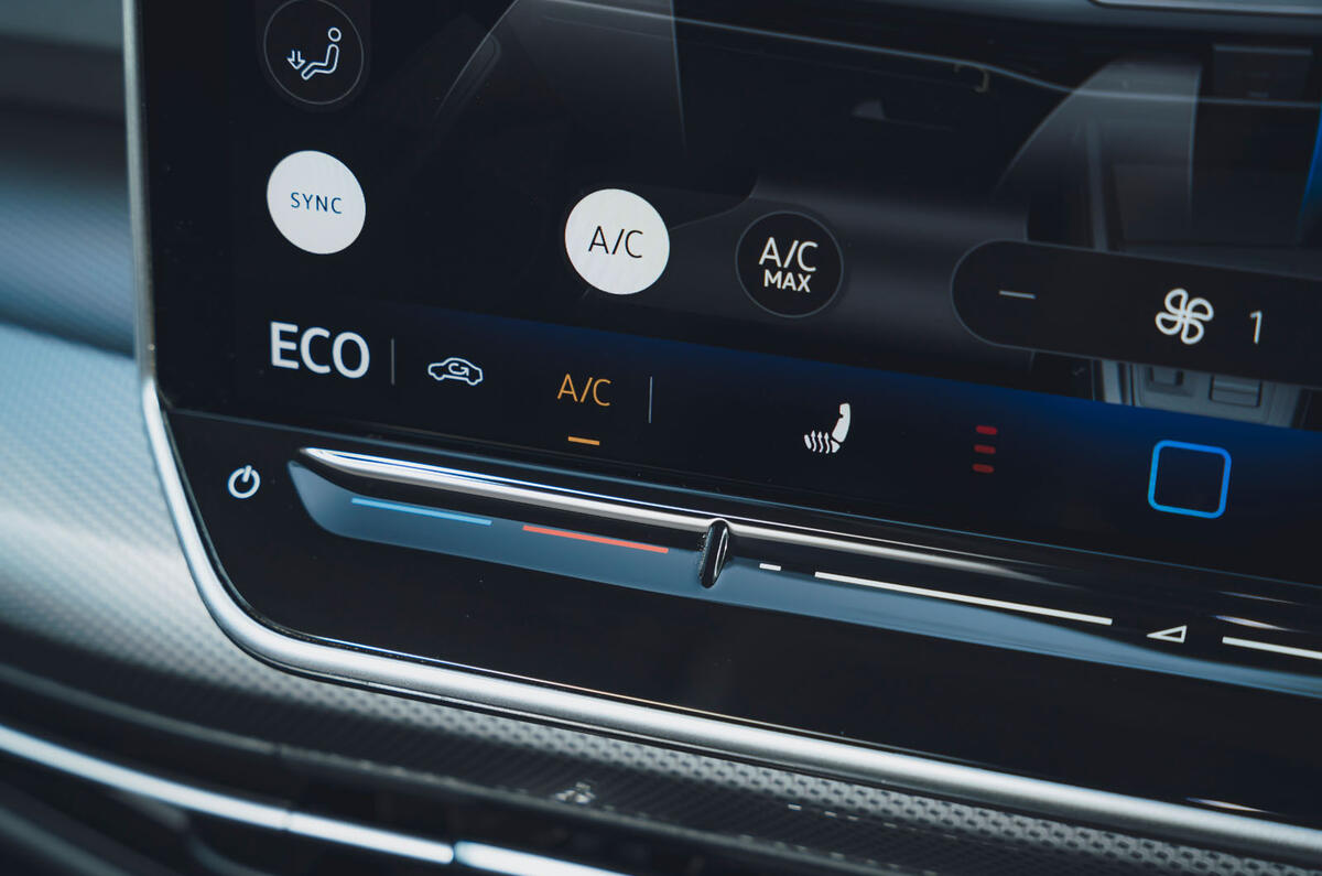 Volkswagen Golf eHybrid 2024 review climate sliders 32 Volkswagen Golf eHybrid 2024 review climate sliders 32