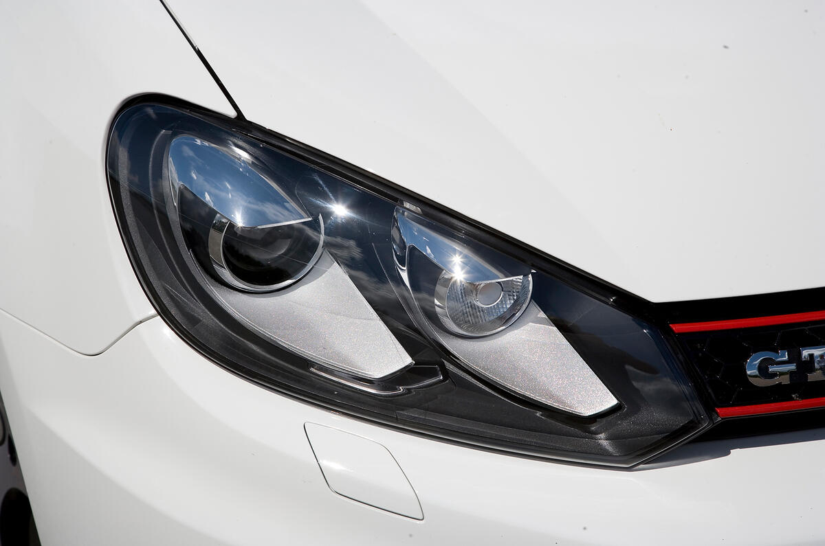 Headlights are spectacularly good when fitted with optional bi-xenon gas discharge bulbs Volkswagen Golf GTI headlights