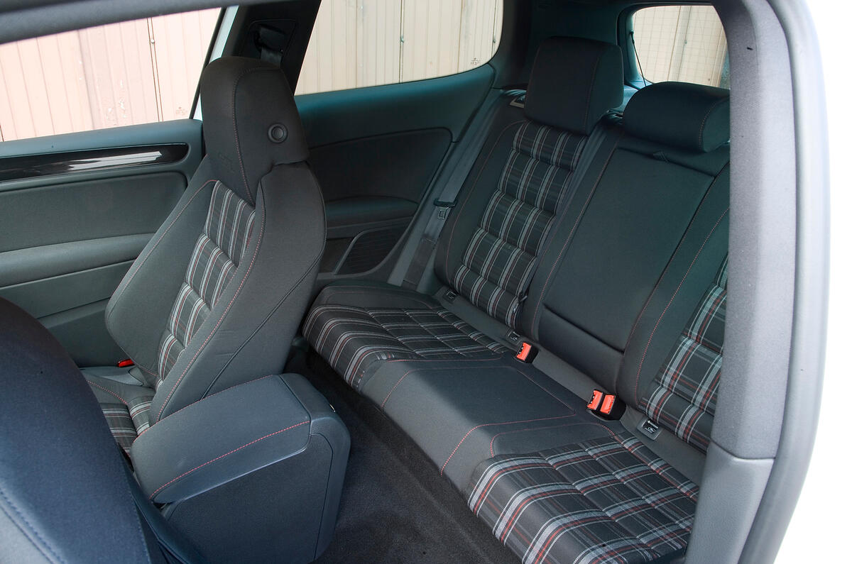 Adults won’t appreciate sitting in the back on long trips; leg room is at a premium Volkswagen Golf GTI rear seats