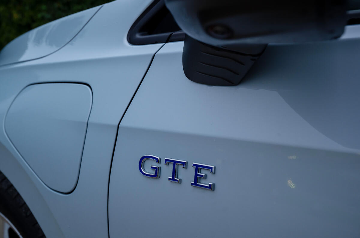 Volkswagen Golf GTE review GTE badge Volkswagen Golf GTE review GTE badge
