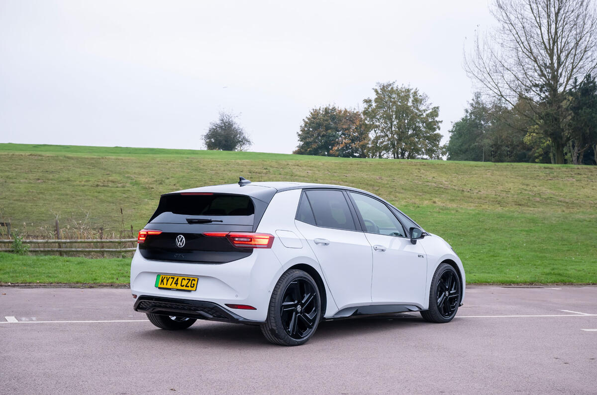Volkswagen ID 3 GTX review static rear corner Volkswagen ID 3 GTX review static rear corner