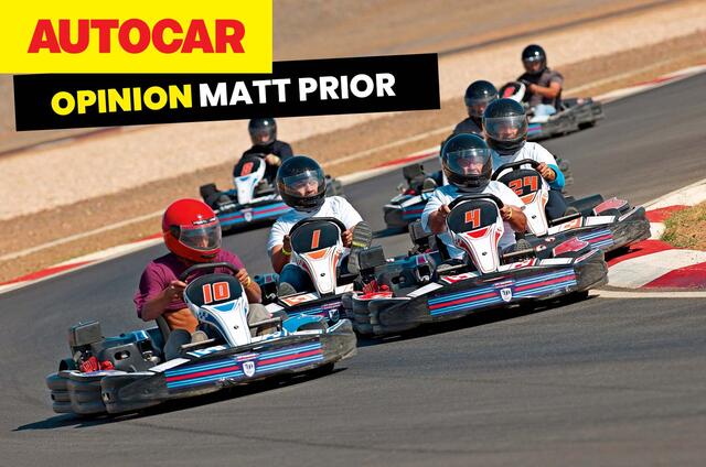 go karting on track prior column